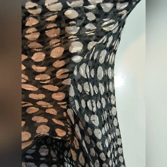 Theory Mesh Polka Dot Assimmetrical Midi Dress Sz L See Through With The Flow