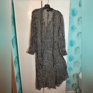 Theory Mesh Polka Dot Assimmetrical Midi Dress Sz L See Through With The Flow