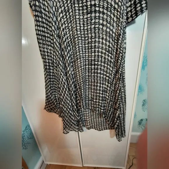 Theory Mesh Polka Dot Assimmetrical Midi Dress Sz L See Through With The Flow