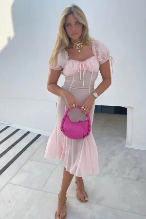 Tie-Detail Midi Dress with Mermaid Silhouette