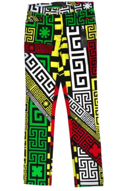 Versace #GREEK Puzzle Print Jeans