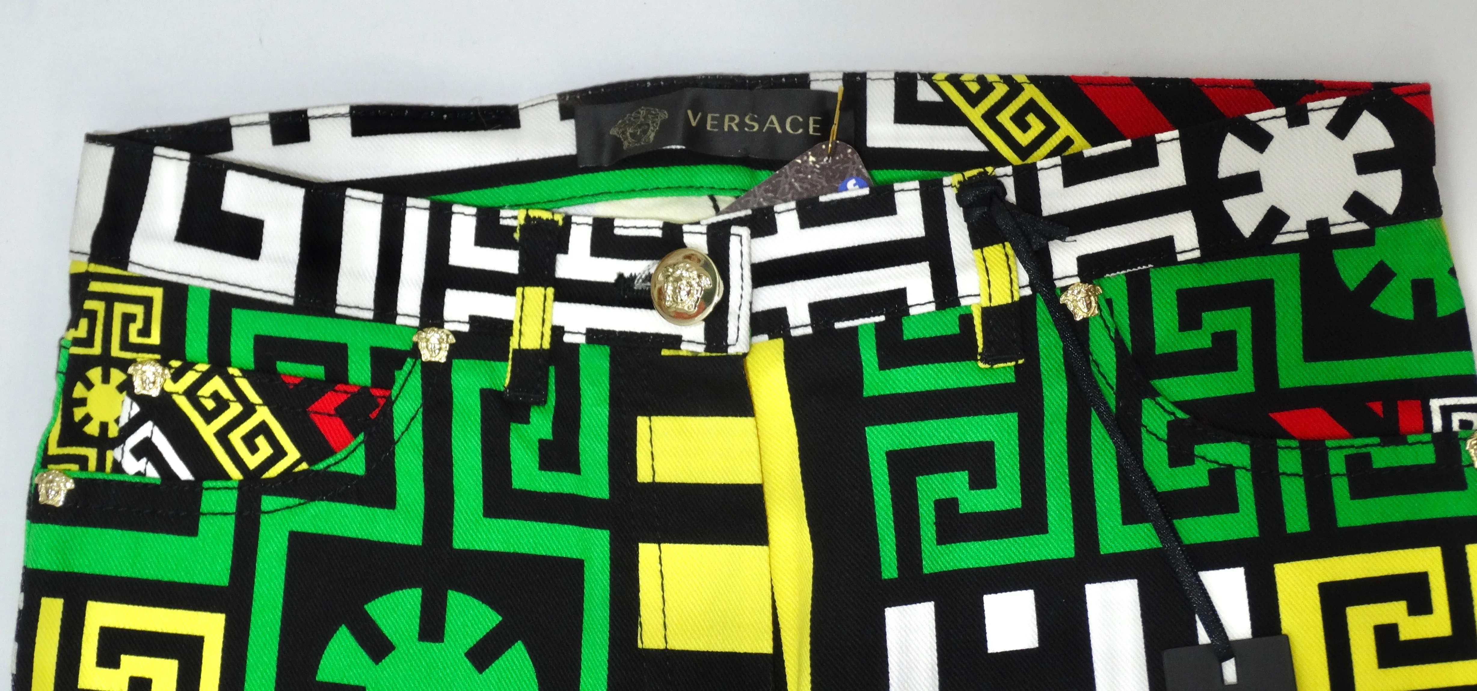 Versace #GREEK Puzzle Print Jeans