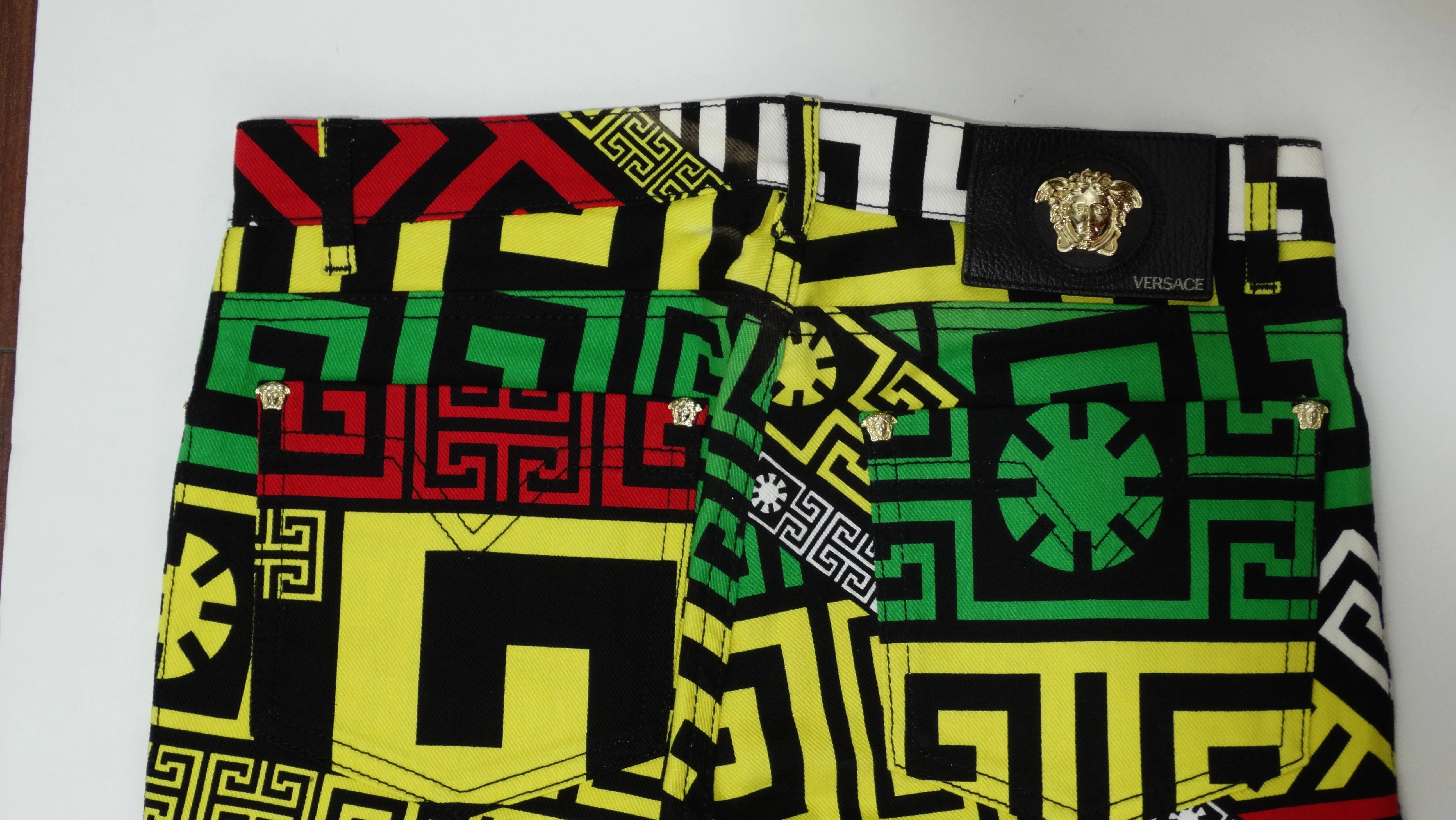 Versace #GREEK Puzzle Print Jeans