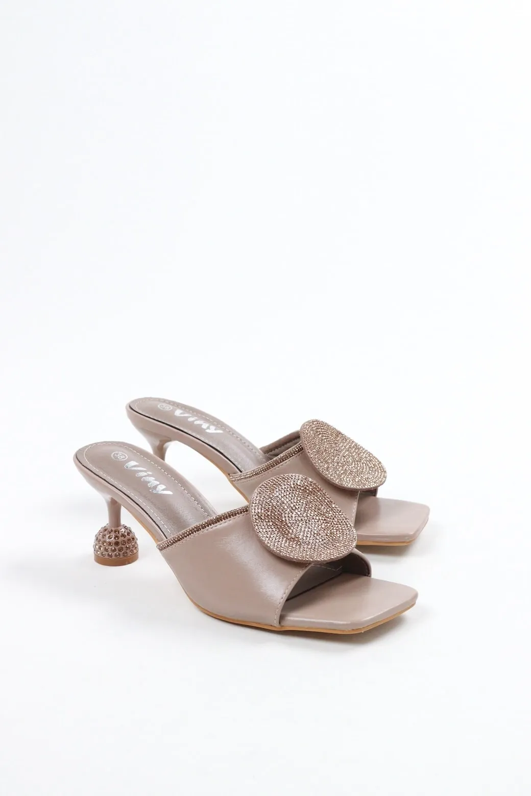 Viny Women's Round Sparkle Heels