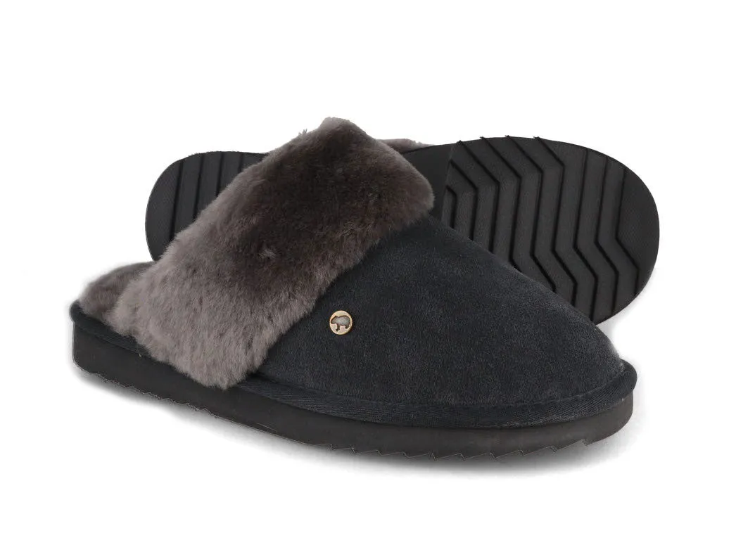 WARMBAT Women Suede Slippers 'Flurry', charcoal