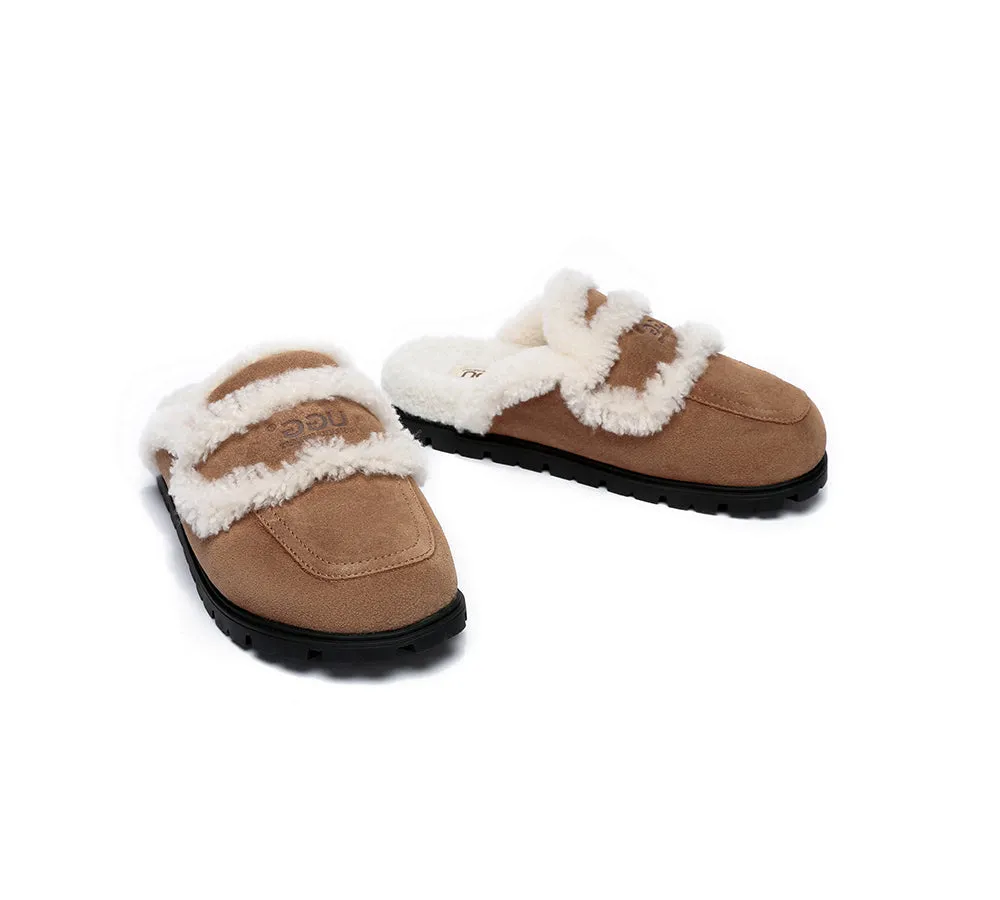Women Sheepskin Wool Shearling Lined Slippers Remi