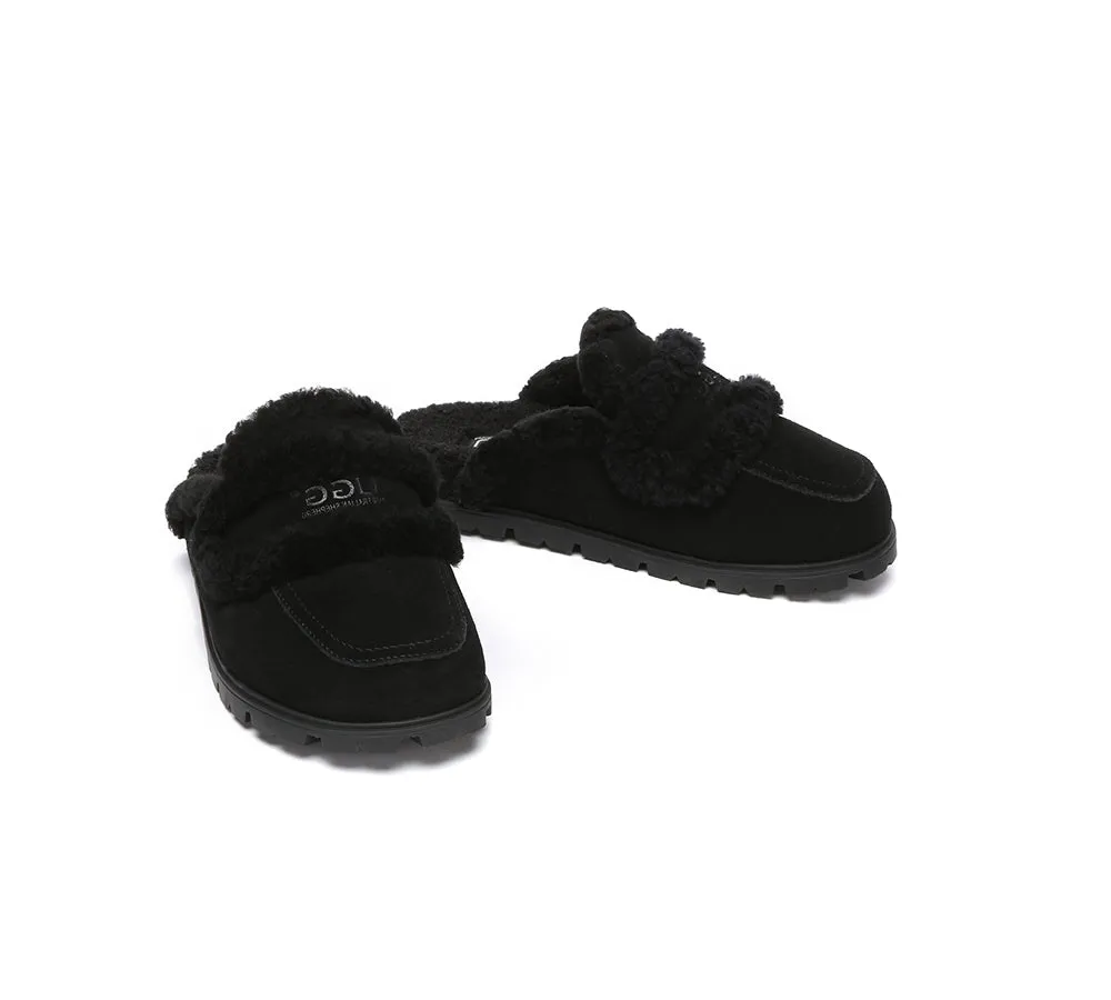 Women Sheepskin Wool Shearling Lined Slippers Remi