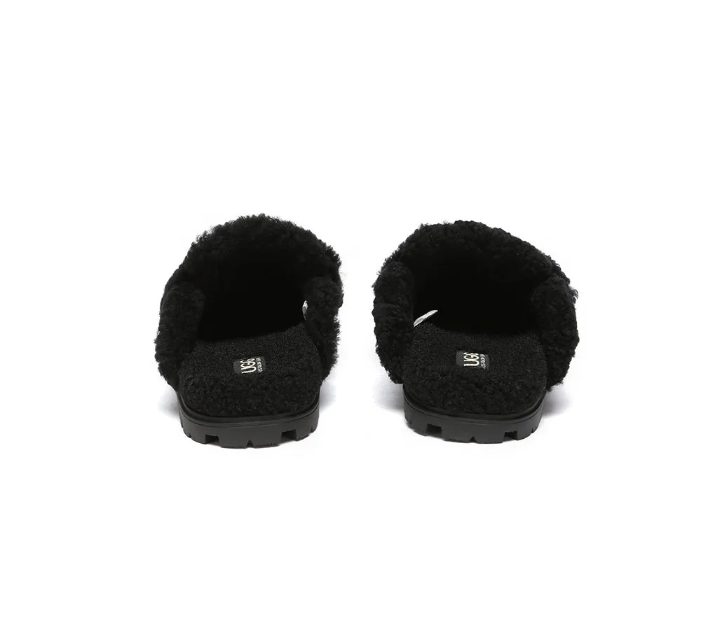 Women Sheepskin Wool Shearling Lined Slippers Remi
