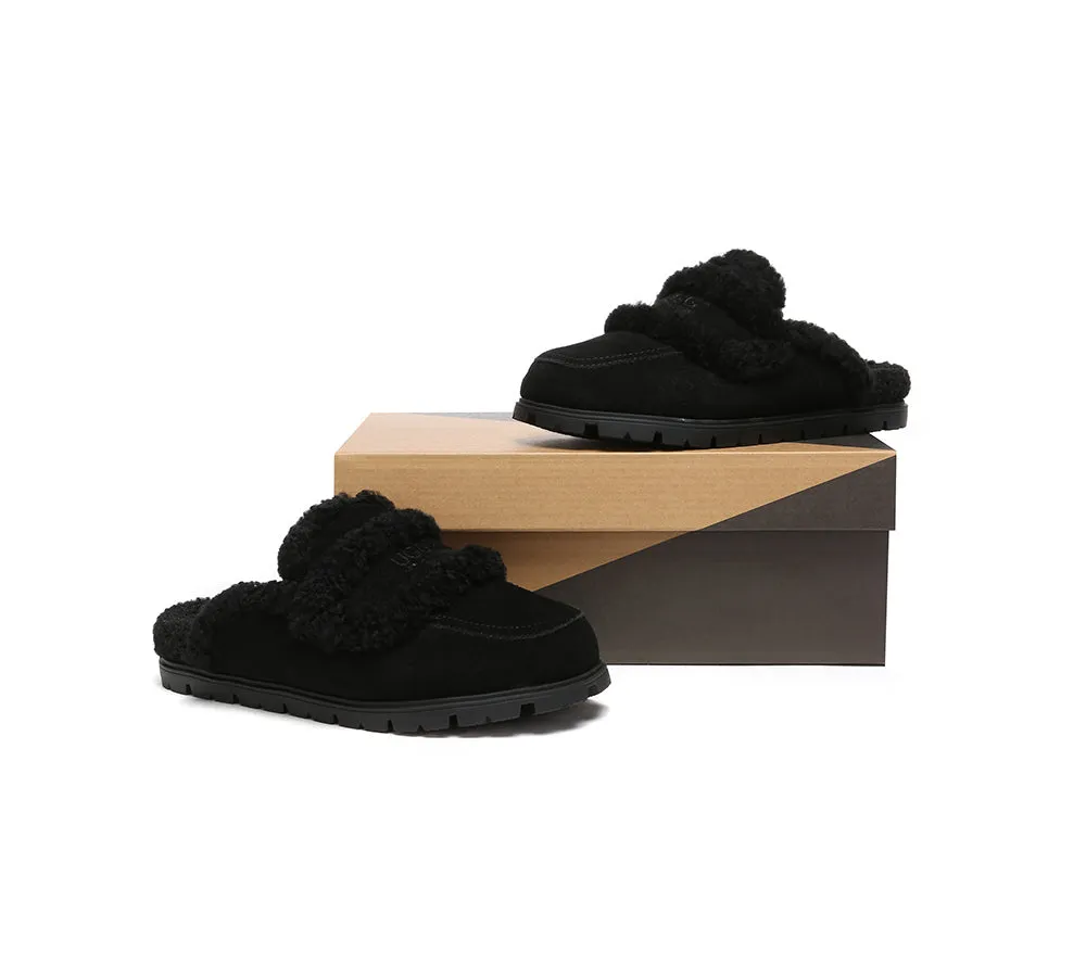 Women Sheepskin Wool Shearling Lined Slippers Remi