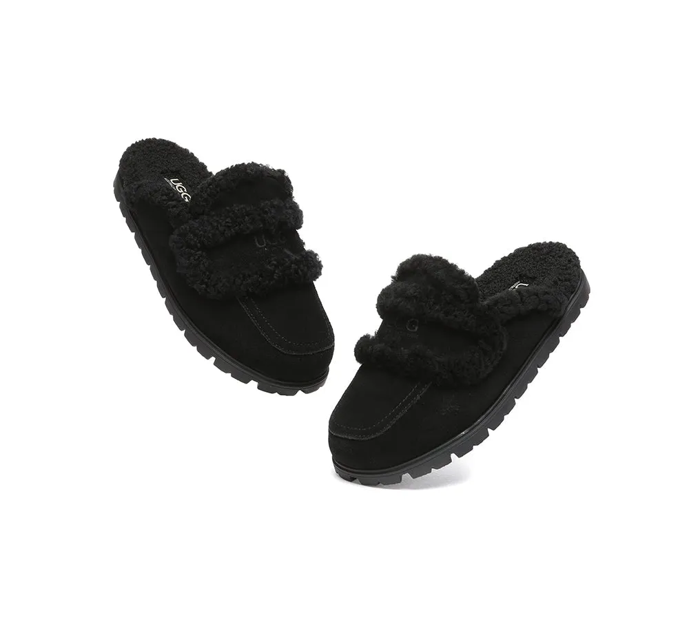 Women Sheepskin Wool Shearling Lined Slippers Remi