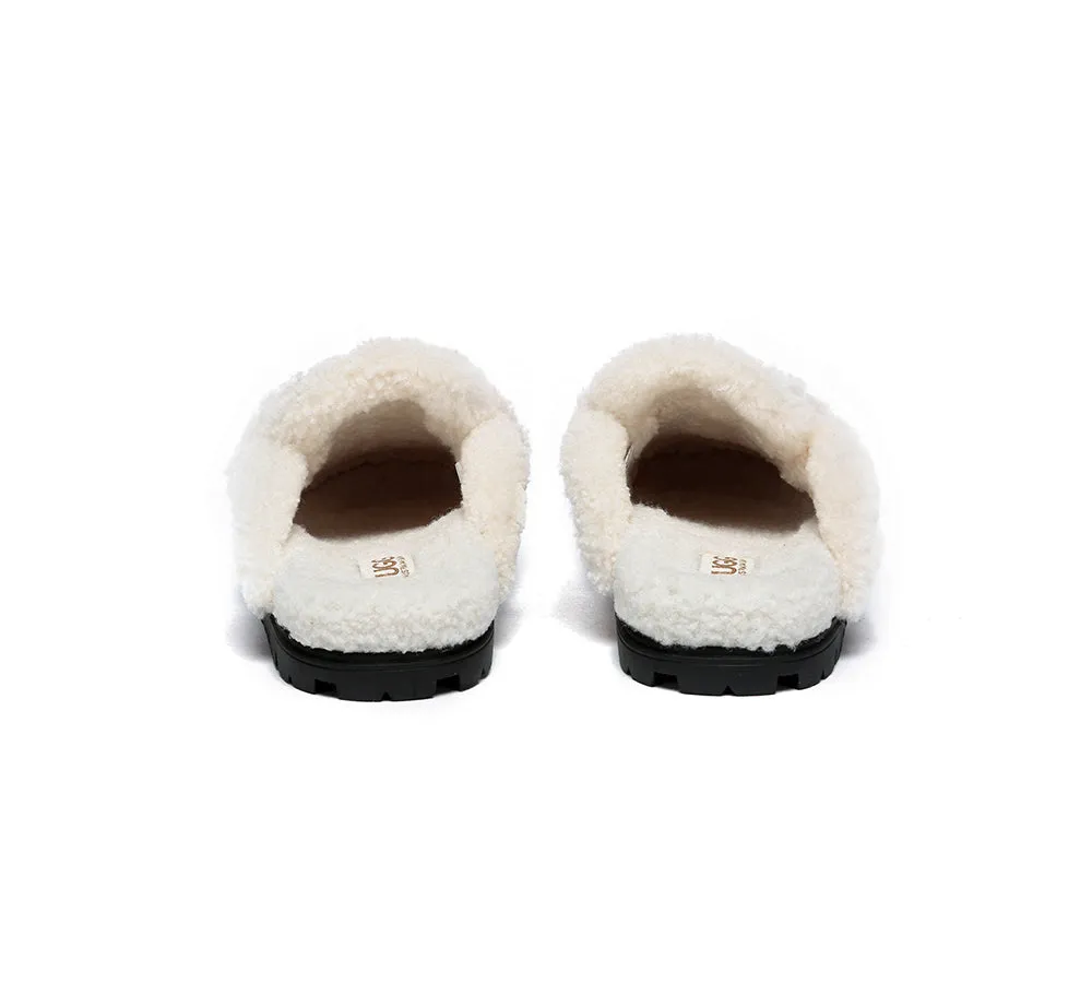 Women Sheepskin Wool Shearling Lined Slippers Remi