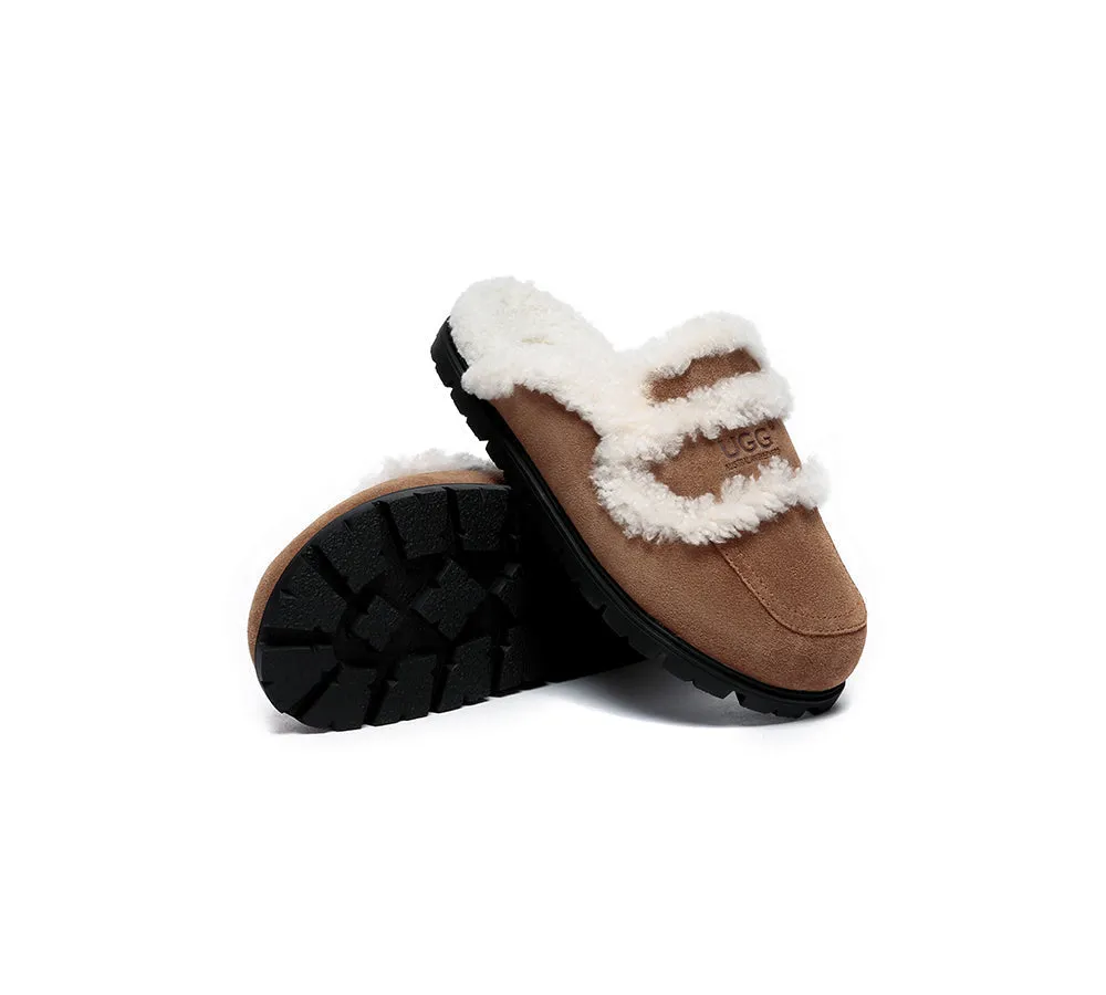 Women Sheepskin Wool Shearling Lined Slippers Remi