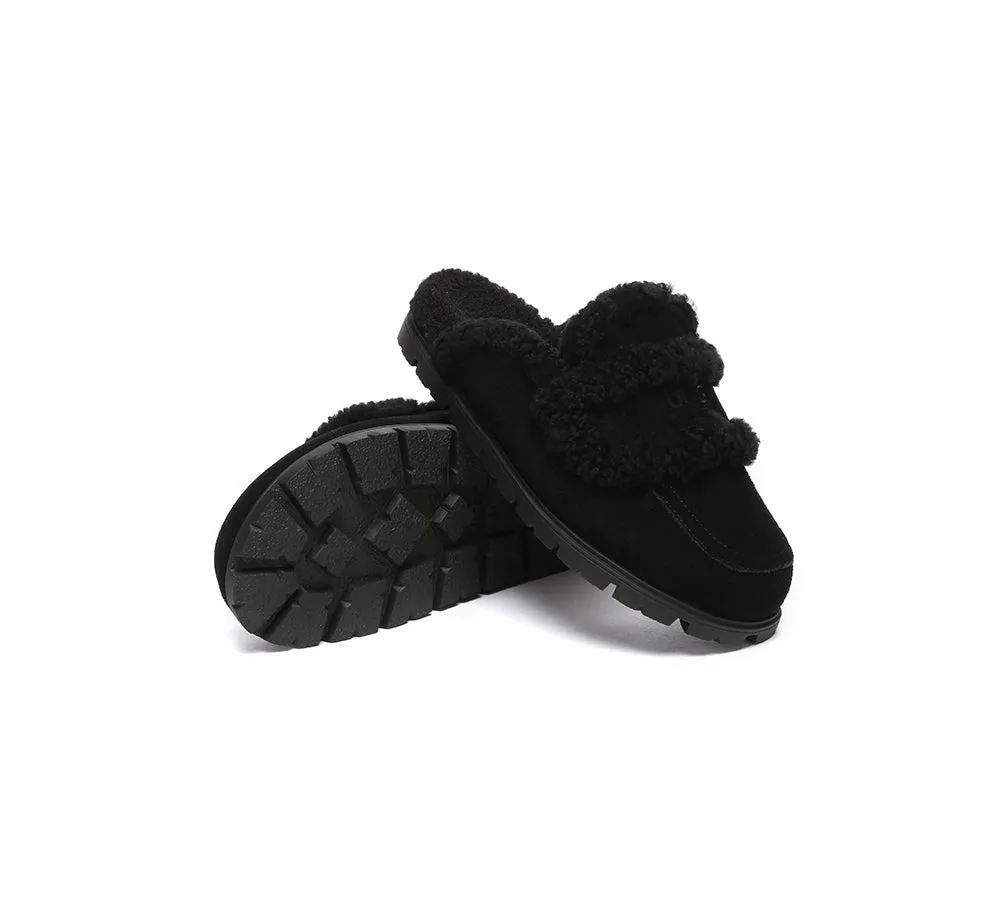 Women Sheepskin Wool Shearling Lined Slippers Remi