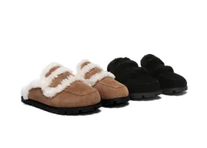 Women Sheepskin Wool Shearling Lined Slippers Remi