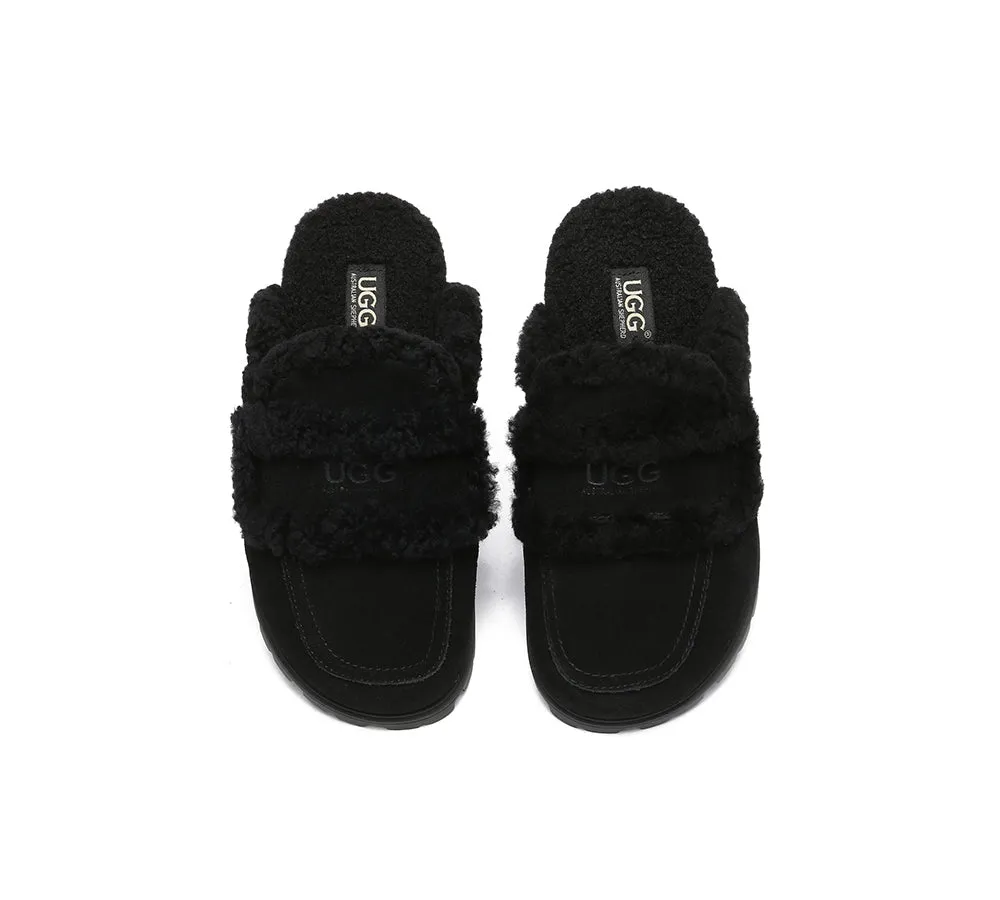 Women Sheepskin Wool Shearling Lined Slippers Remi