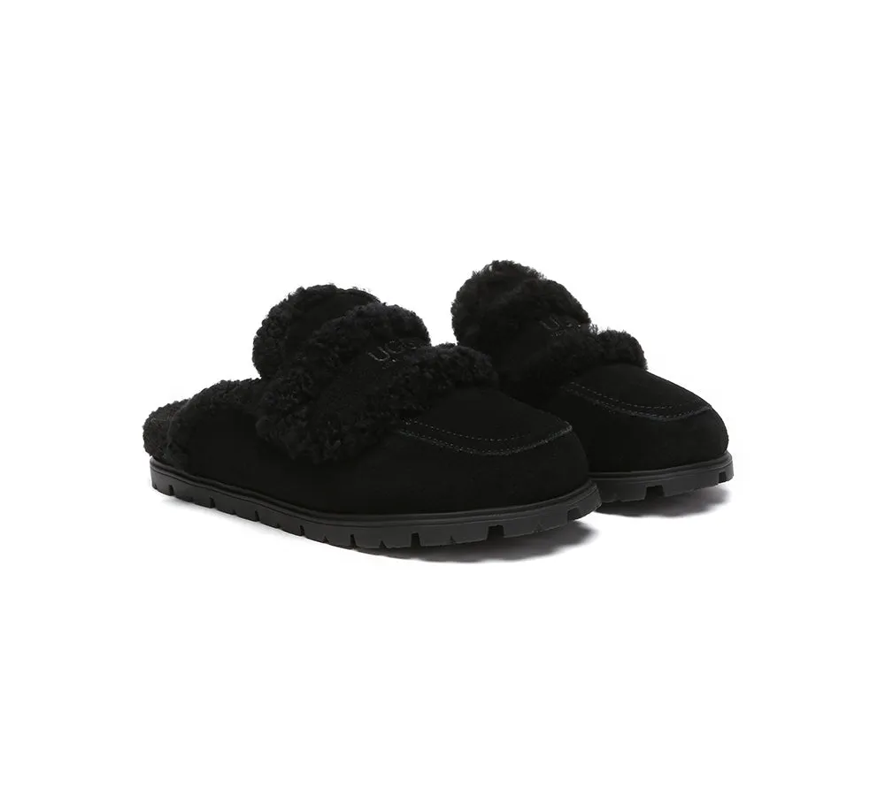Women Sheepskin Wool Shearling Lined Slippers Remi