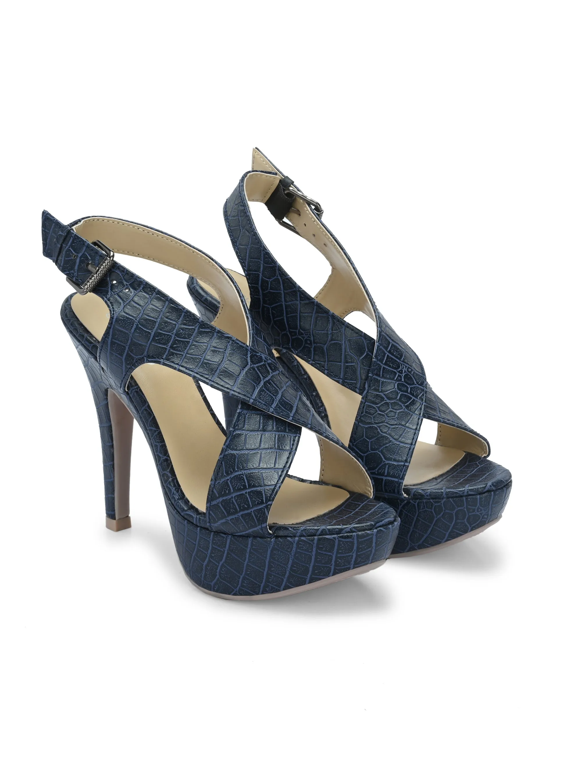 Women's Vegan Leather Croco print  Stylish High Heel Sandal