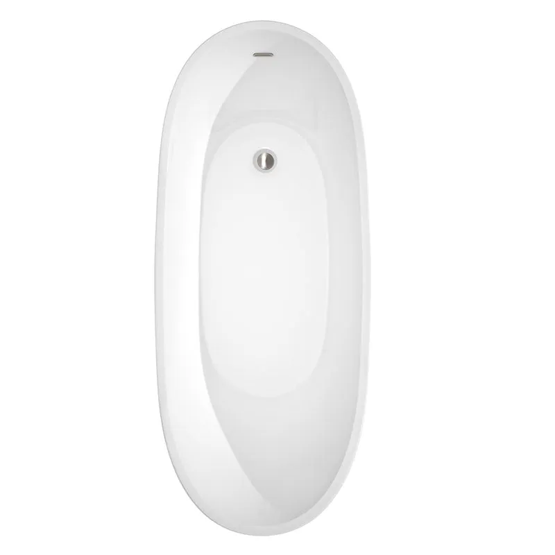 Wyndham Collection Kari 67 inch Soaking Bathtub in White with Brushed Nickel Trim
