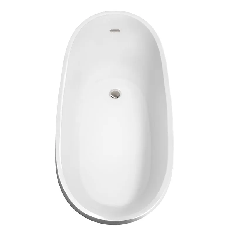 Wyndham Collection Kari 67 inch Soaking Bathtub in White with Brushed Nickel Trim