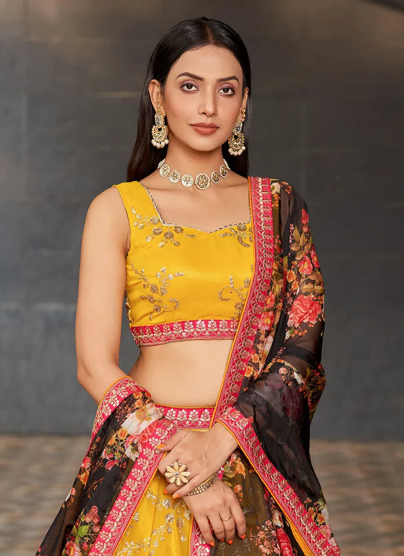 Yellow Sequence Embroidery Lehenga Choli And Dupatta