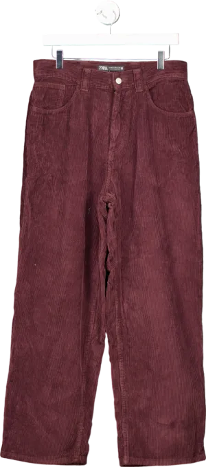 Zara Burgundy Corduroy Trousers EU 38